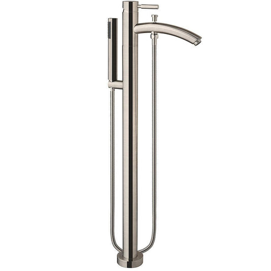 Wyndham Collection Taron Modern-Style Bathroom Tub Filler Faucet (Floor-mounted) in Brushed Nickel