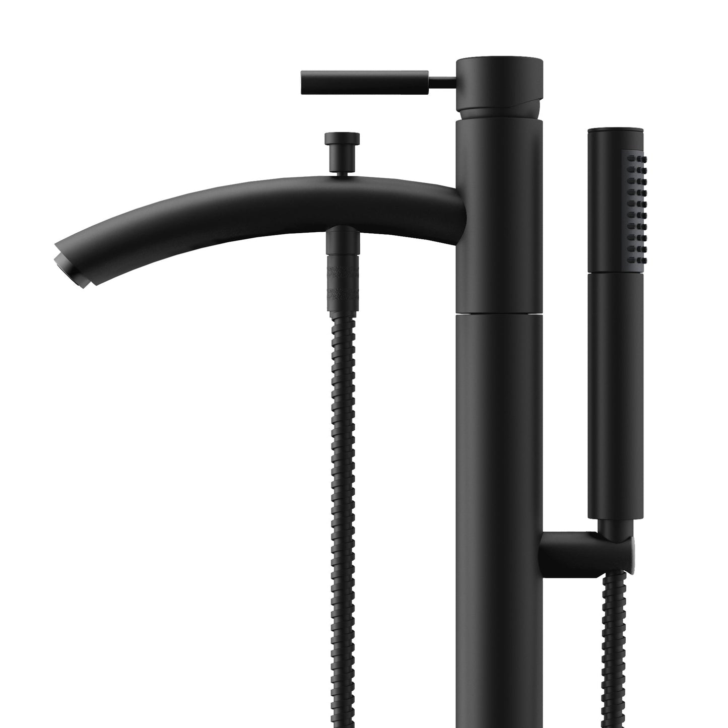 Wyndham Collection Taron Modern-Style Bathroom Tub Filler Faucet (Floor-mounted) in Matte Black