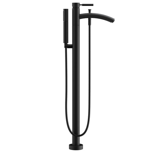 Wyndham Collection Taron Modern-Style Bathroom Tub Filler Faucet (Floor-mounted) in Matte Black