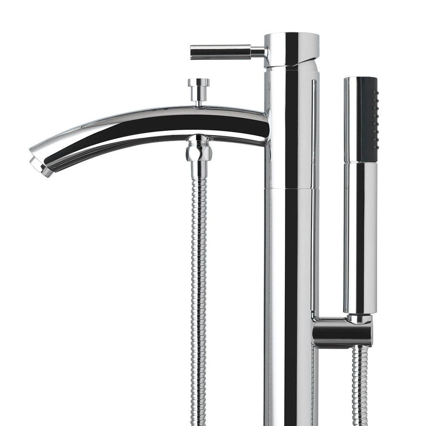 Wyndham Collection Taron Modern-Style Bathroom Tub Filler Faucet (Floor-mounted) in Polished Chrome