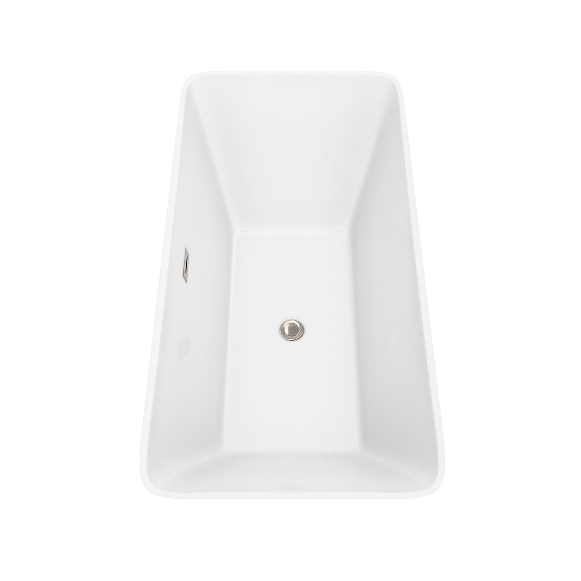 Wyndham Collection Tiffany 59" Freestanding Bathtub in White With Brushed Nickel Drain and Overflow Trim