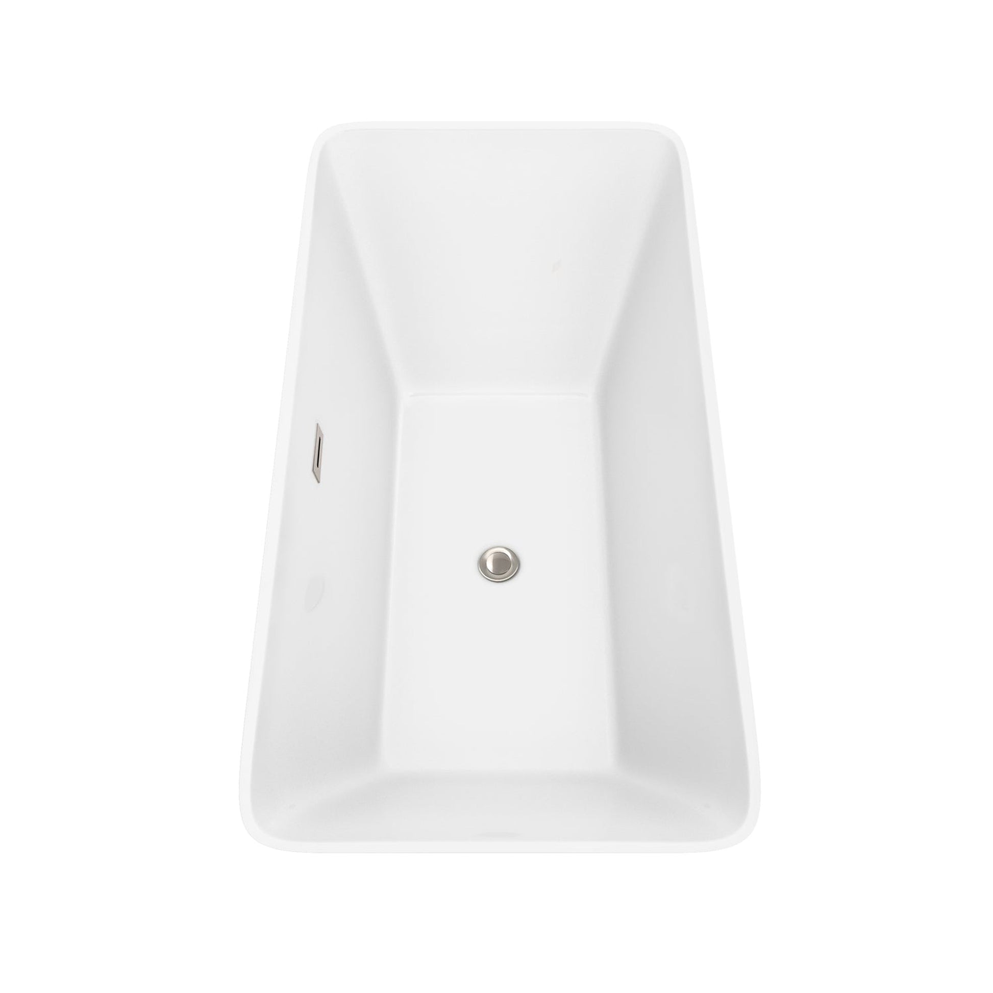 Wyndham Collection Tiffany 59" Freestanding Bathtub in White With Floor Mounted Faucet, Drain and Overflow Trim in Brushed Nickel