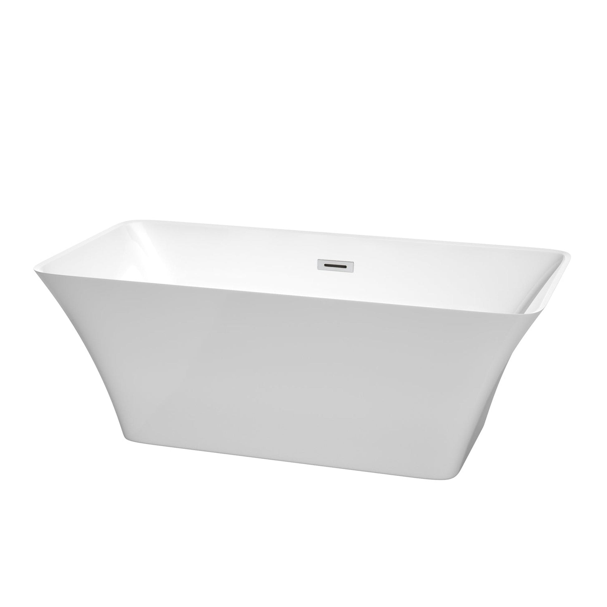 Wyndham Collection Tiffany 59" Freestanding Bathtub in White With Polished Chrome Drain and Overflow Trim