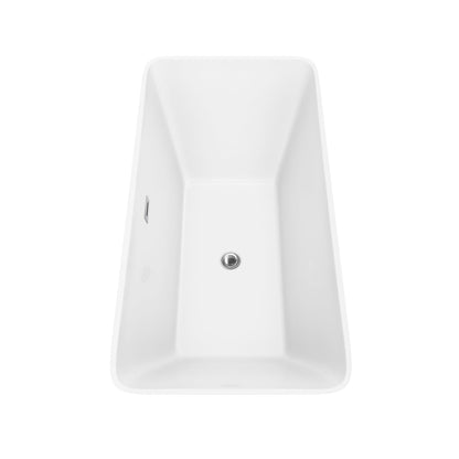 Wyndham Collection Tiffany 59" Freestanding Bathtub in White With Polished Chrome Drain and Overflow Trim