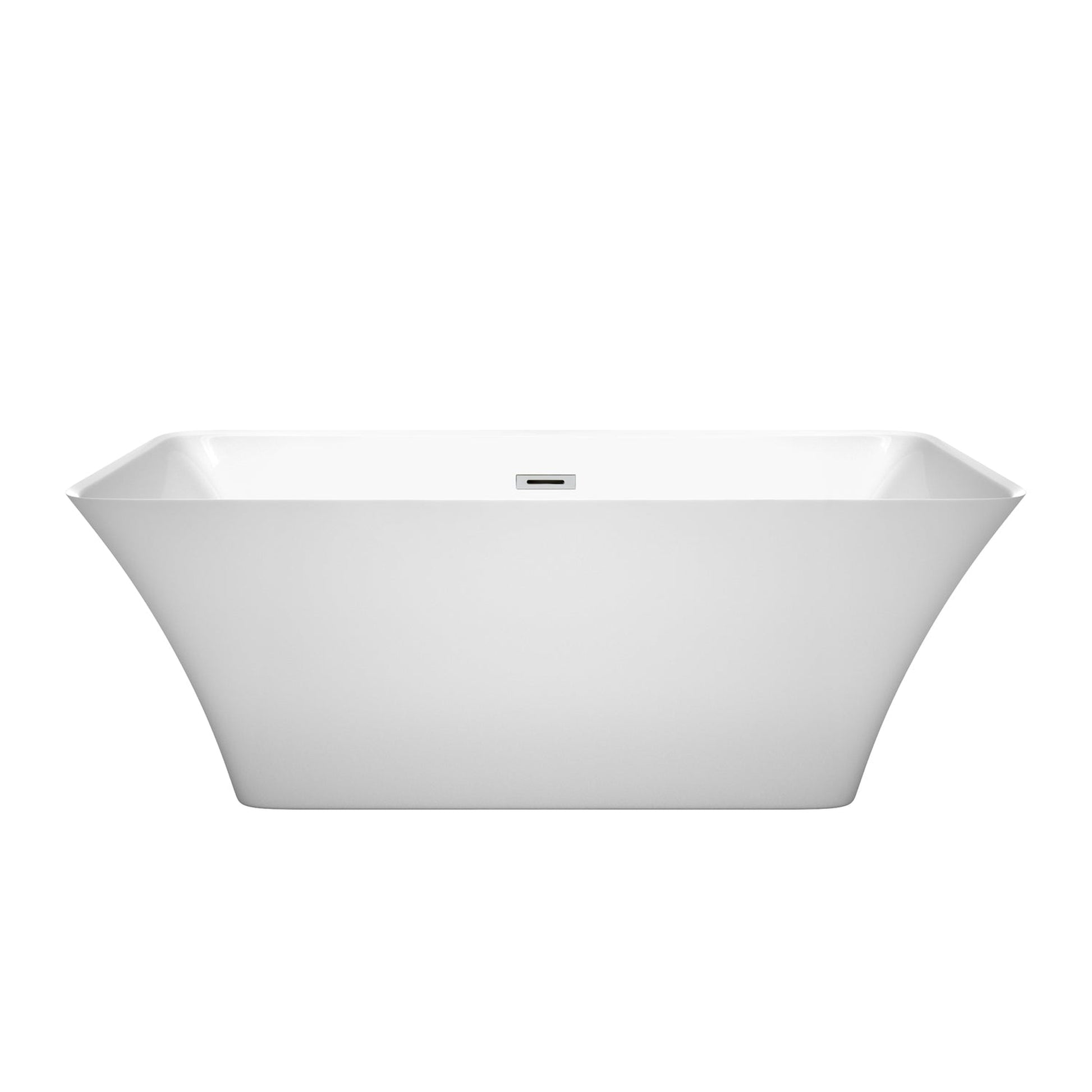 Wyndham Collection Tiffany 59" Freestanding Bathtub in White With Polished Chrome Drain and Overflow Trim