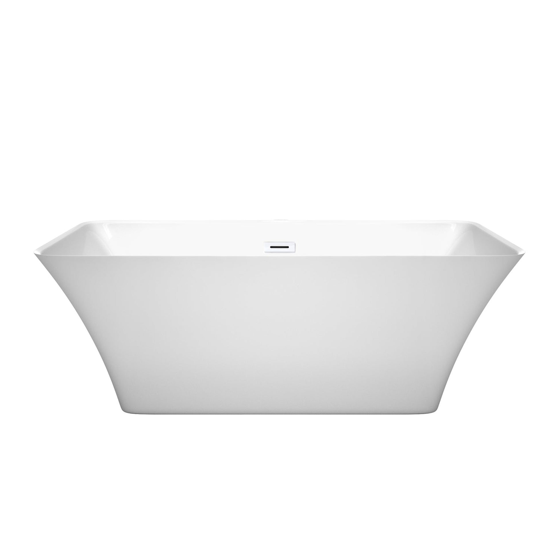 Wyndham Collection Tiffany 59" Freestanding Bathtub in White With Shiny White Drain and Overflow Trim