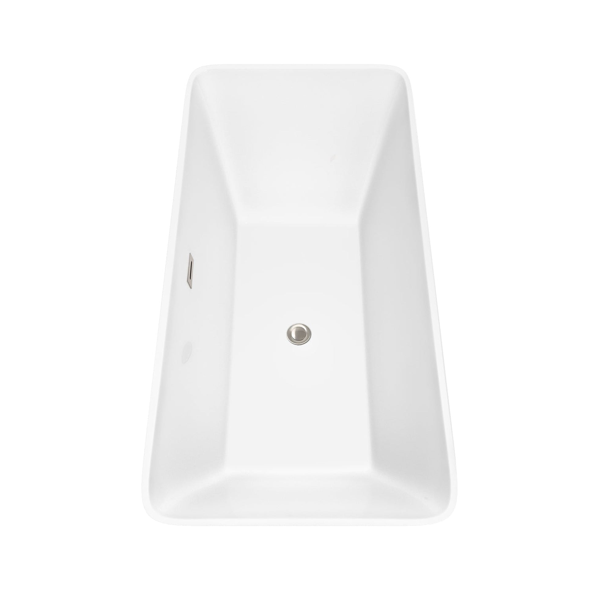 Wyndham Collection Tiffany 67" Freestanding Bathtub in White With Brushed Nickel Drain and Overflow Trim