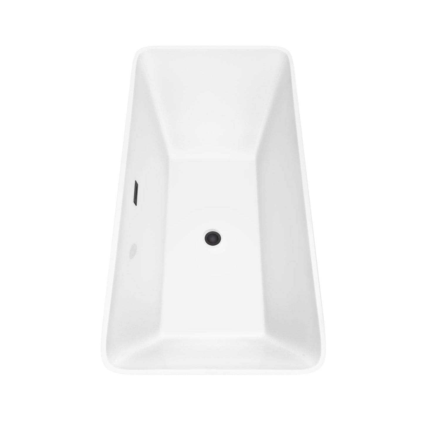 Wyndham Collection Tiffany 67" Freestanding Bathtub in White With Floor Mounted Faucet, Drain and Overflow Trim in Matte Black