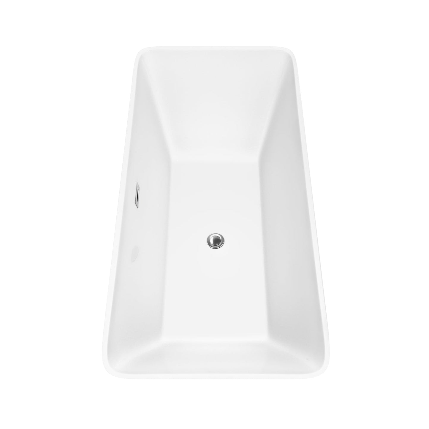 Wyndham Collection Tiffany 67" Freestanding Bathtub in White With Floor Mounted Faucet, Drain and Overflow Trim in Polished Chrome