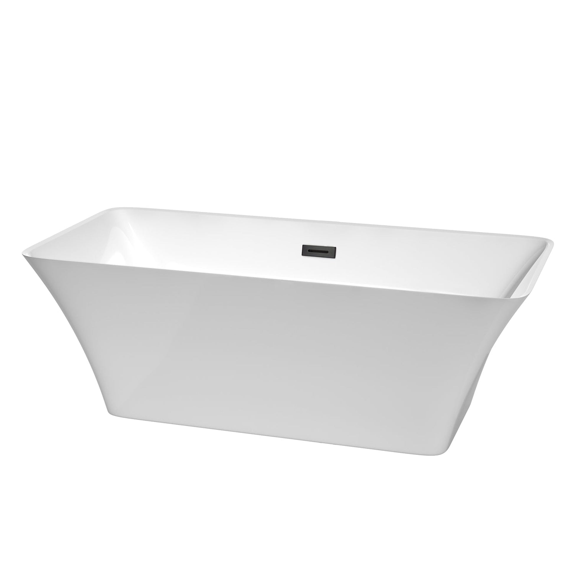 Wyndham Collection Tiffany 67" Freestanding Bathtub in White With Matte Black Drain and Overflow Trim