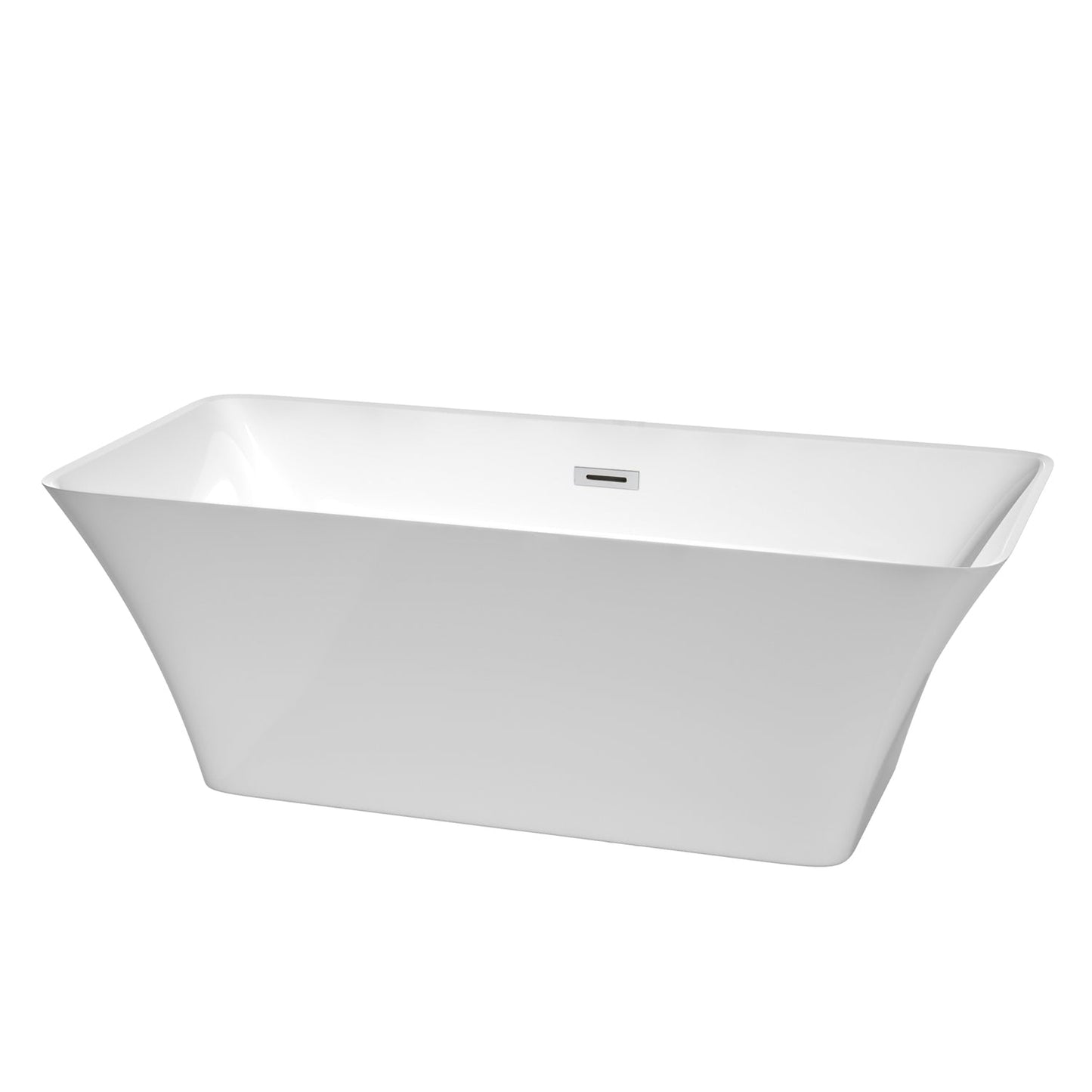 Wyndham Collection Tiffany 67" Freestanding Bathtub in White With Polished Chrome Drain and Overflow Trim