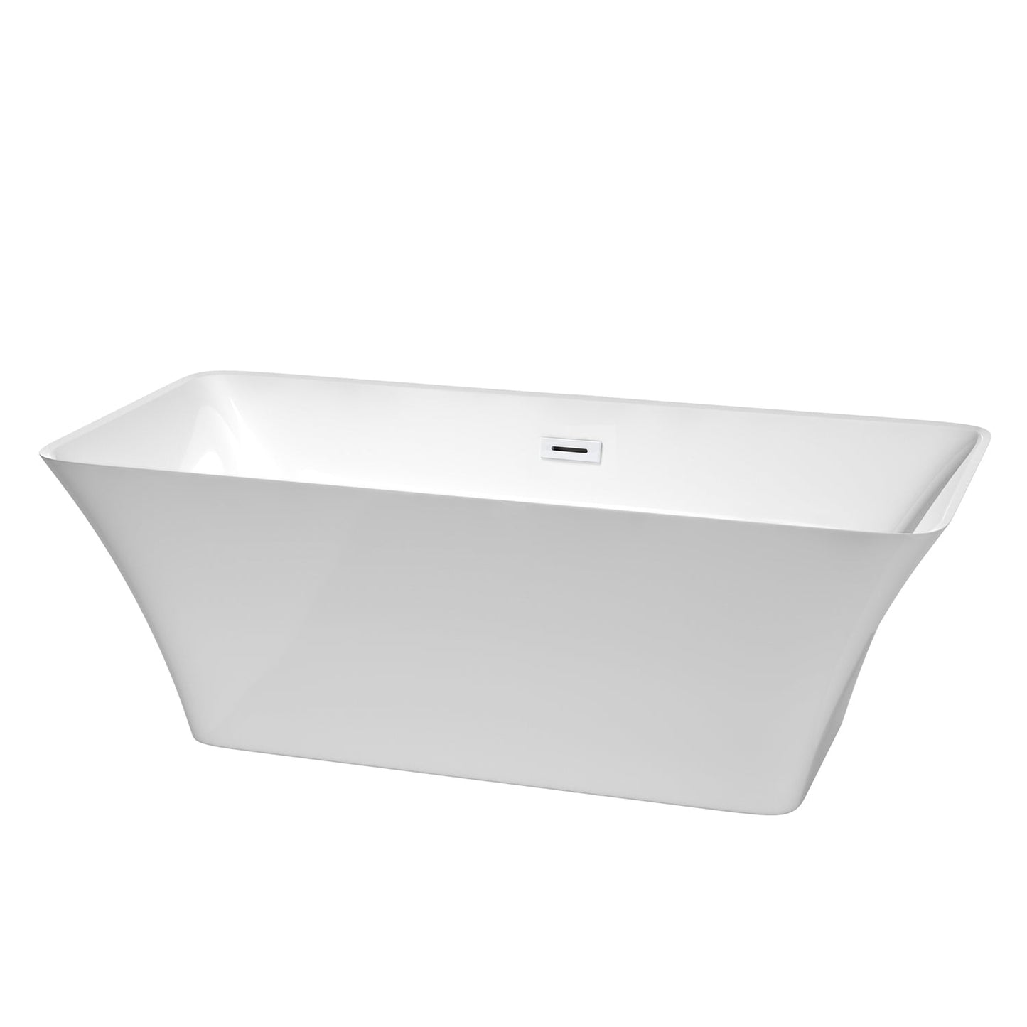 Wyndham Collection Tiffany 67" Freestanding Bathtub in White With Shiny White Drain and Overflow Trim