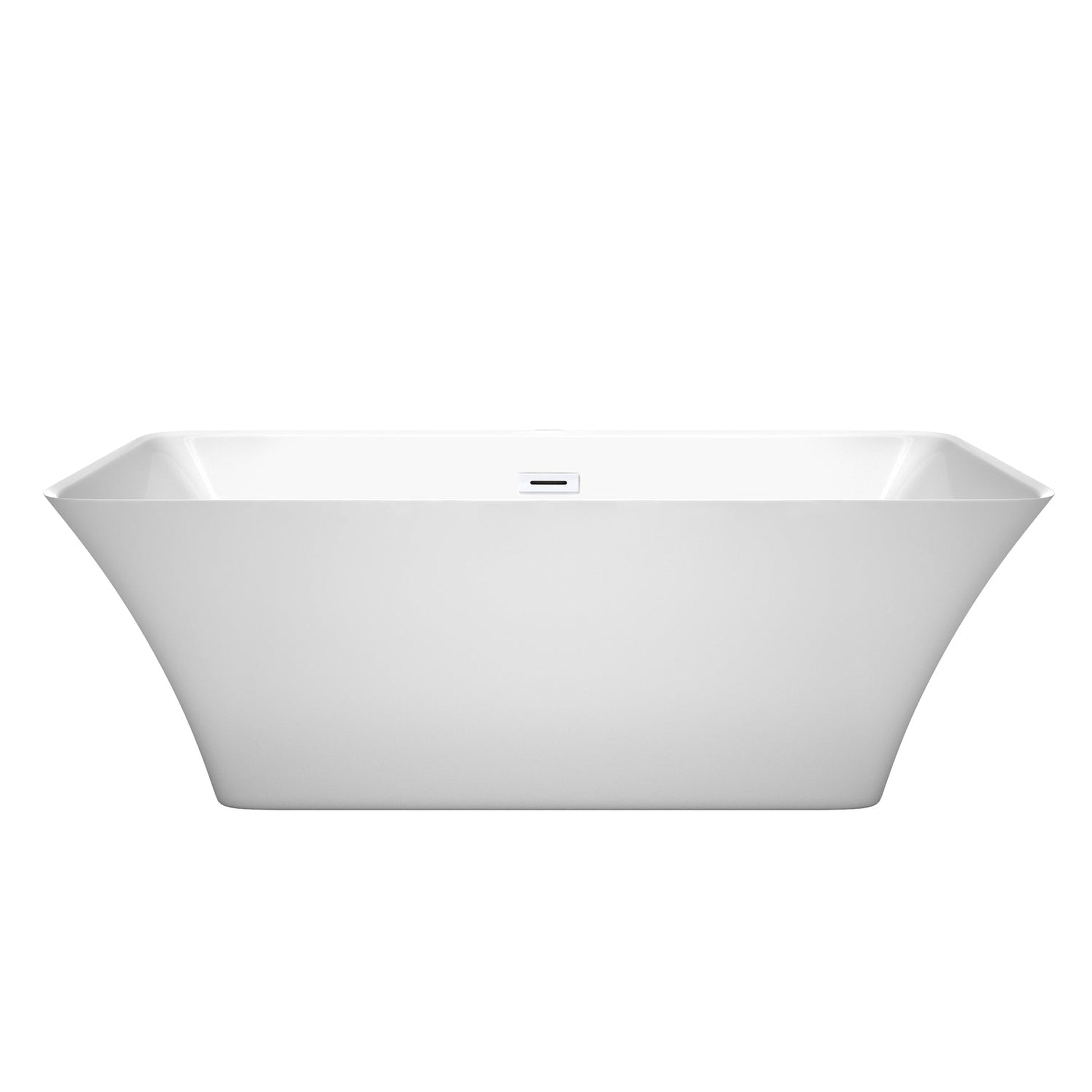 Wyndham Collection Tiffany 67" Freestanding Bathtub in White With Shiny White Drain and Overflow Trim