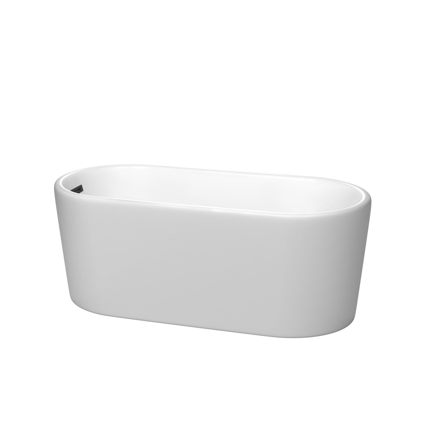 Wyndham Collection Ursula 59" Freestanding Bathtub in Matte White With Matte Black Drain and Overflow Trim