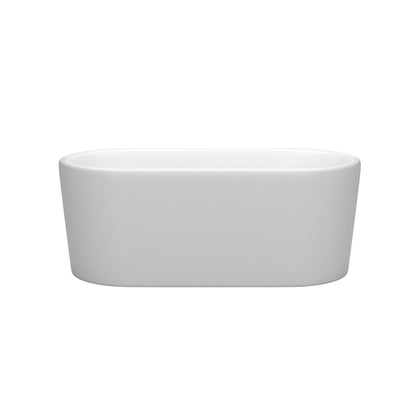 Wyndham Collection Ursula 59" Freestanding Bathtub in Matte White With Matte Black Drain and Overflow Trim