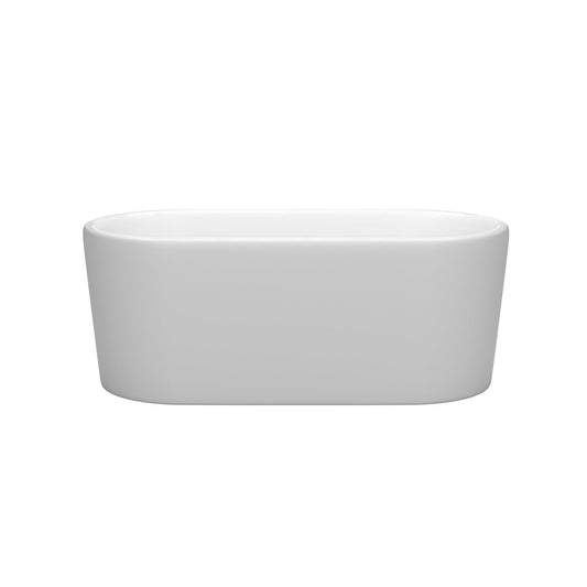 Wyndham Collection Ursula 59" Freestanding Bathtub in Matte White With Polished Chrome Drain and Overflow Trim