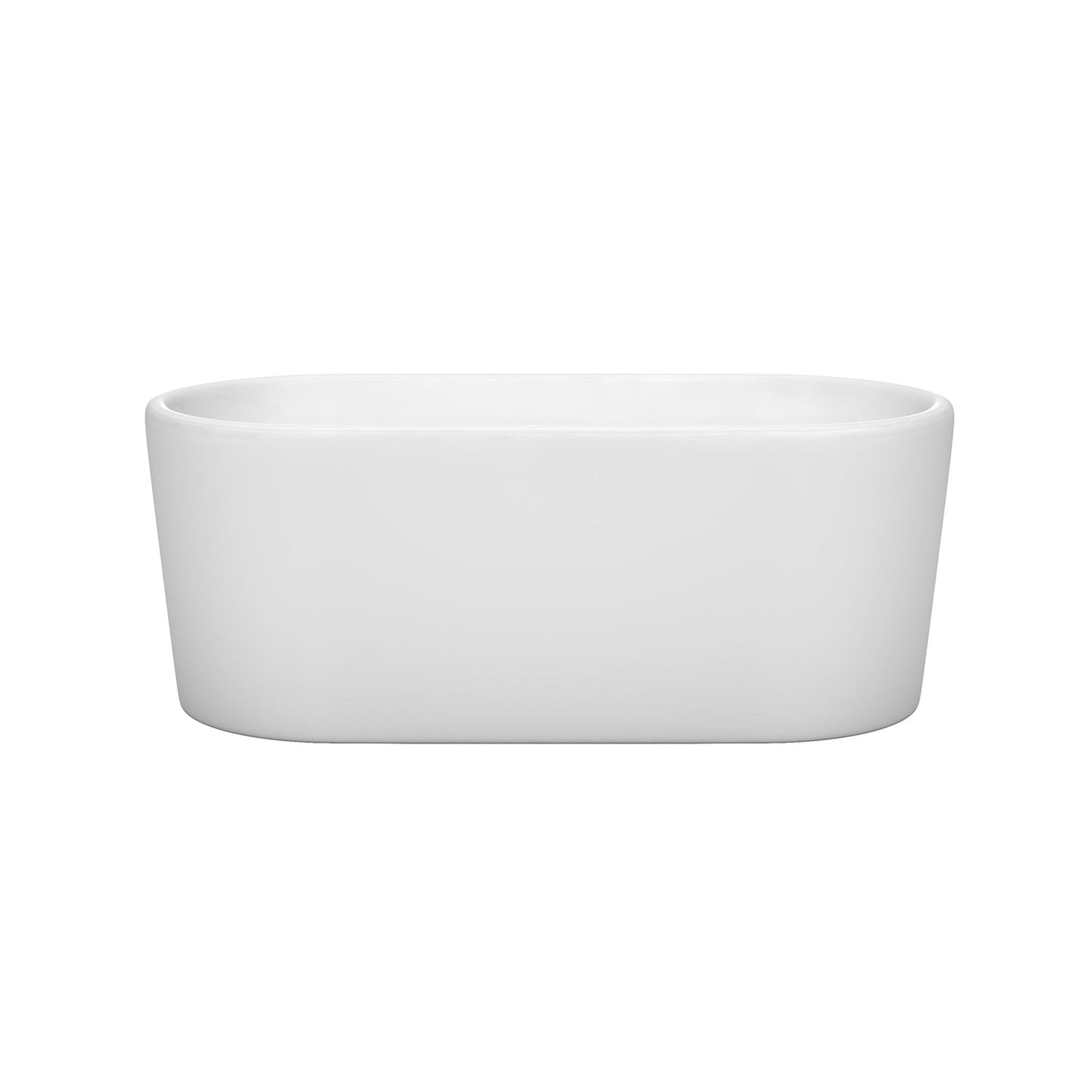 Wyndham Collection Ursula 59" Freestanding Bathtub in White With Brushed Nickel Drain and Overflow Trim