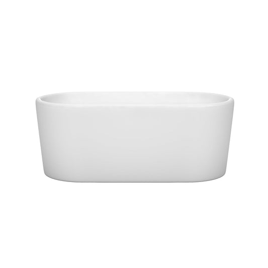 Wyndham Collection Ursula 59" Freestanding Bathtub in White With Matte Black Drain and Overflow Trim