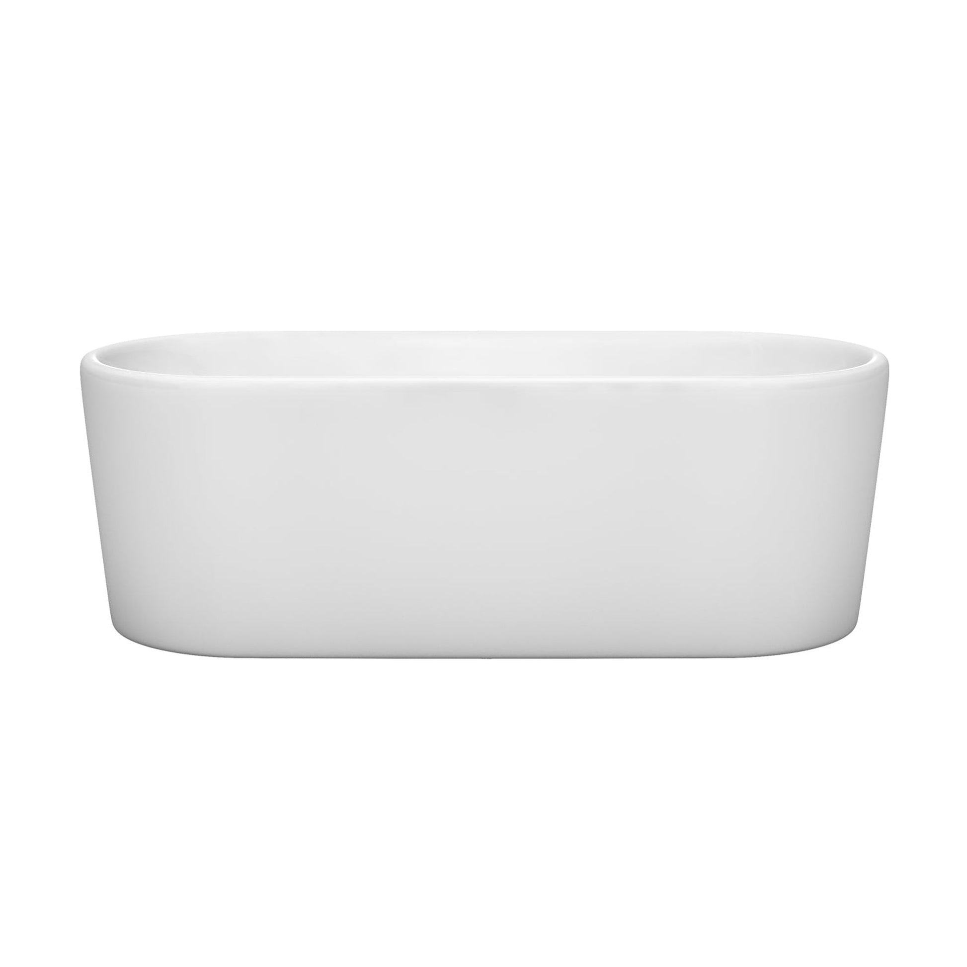 Wyndham Collection Ursula 67" Freestanding Bathtub in White With Brushed Nickel Drain and Overflow Trim