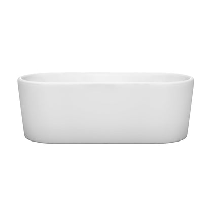 Wyndham Collection Ursula 67" Freestanding Bathtub in White With Matte Black Drain and Overflow Trim