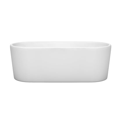 Wyndham Collection Ursula 67" Freestanding Bathtub in White With Polished Chrome Drain and Overflow Trim