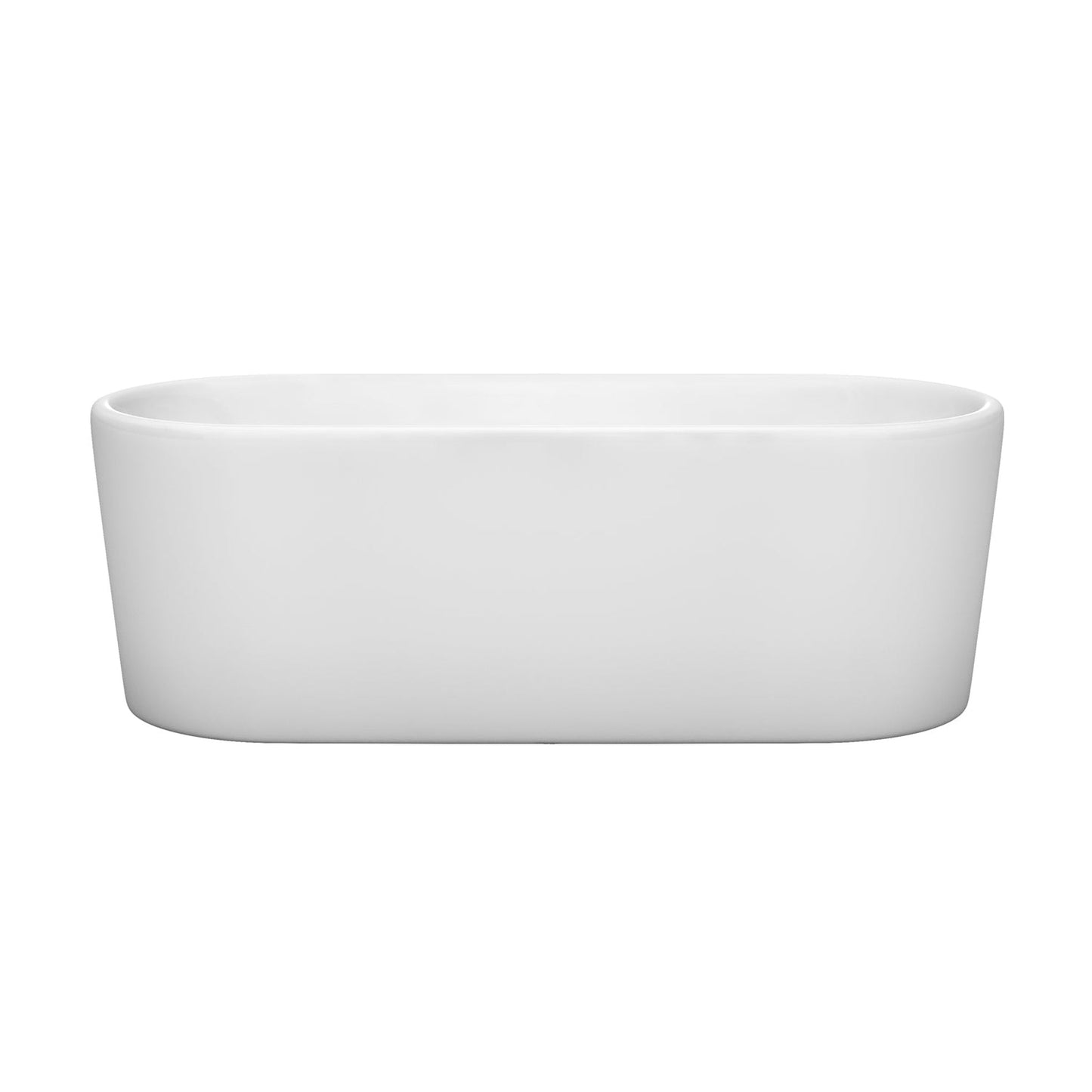 Wyndham Collection Ursula 67" Freestanding Bathtub in White With Shiny White Drain and Overflow Trim