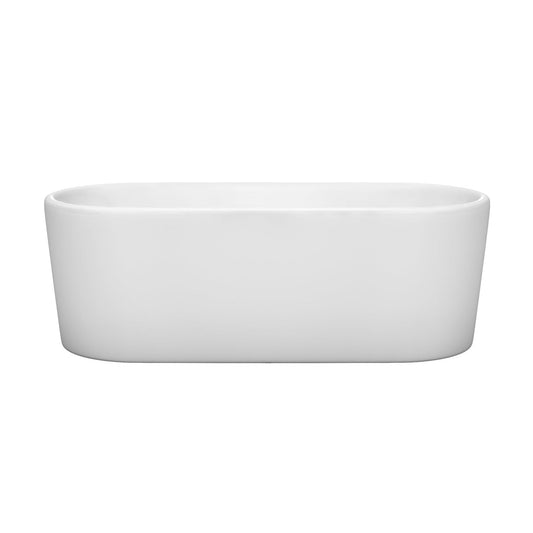 Wyndham Collection Ursula 67" Freestanding Bathtub in White With Shiny White Drain and Overflow Trim