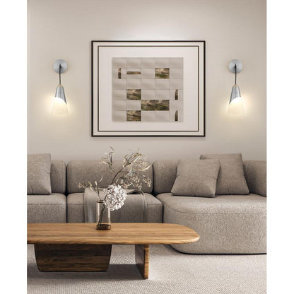 Z-Lite Aimie 1-Light Candelabra Bulb Base Brushed Nickel Steel Frame Feathered White Glass Shade Wall Sconce