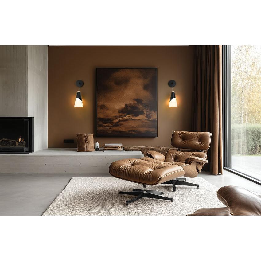 Z-Lite Aimie 1-Light Candelabra Bulb Base Matte Black Steel Frame White Swirl Glass Shade Wall Sconce