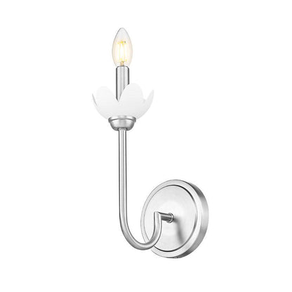 Z-Lite Allistair 1-Light Candelabra Bulb Base Brushed Nickel Steel Frame Clear Ribbed Glass Shade Wall Sconce