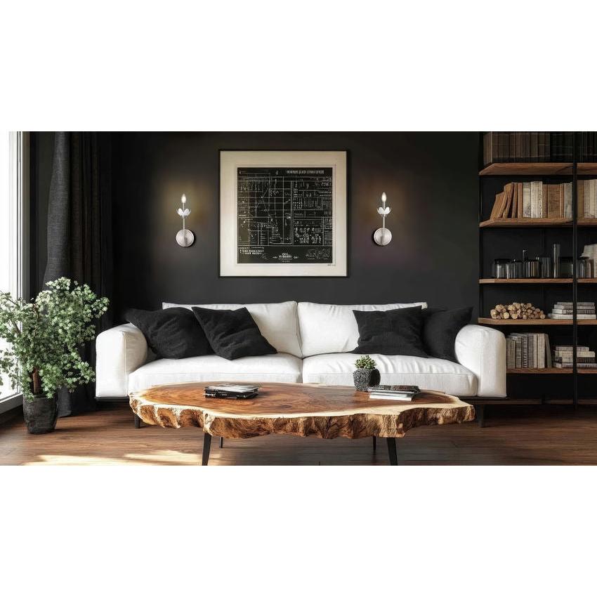 Z-Lite Allistair 1-Light Candelabra Bulb Base Brushed Nickel Steel Frame Clear Ribbed Glass Shade Wall Sconce