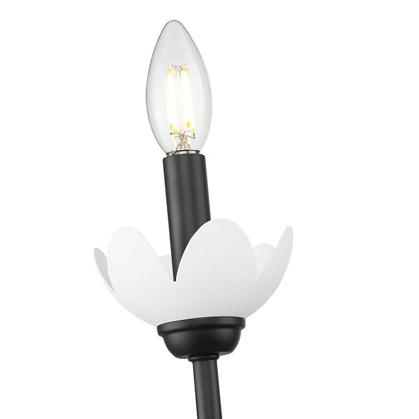 Z-Lite Allistair 1-Light Candelabra Bulb Base Matte Black Steel Frame Clear Ribbed Glass Shade Wall Sconce