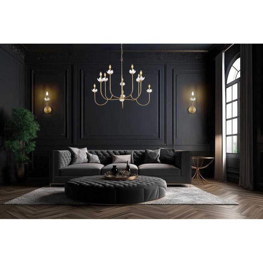 Z-Lite Allistair 1-Light Candelabra Bulb Base Modern Gold Steel Frame Clear Ribbed Glass Shade Wall Sconce