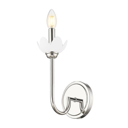 Z-Lite Allistair 1-Light Candelabra Bulb Base Polished Nickel Steel Frame Clear Ribbed Glass Shade Wall Sconce