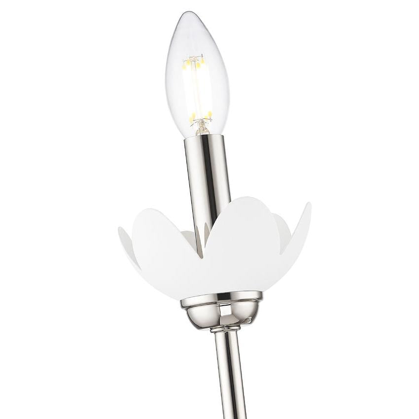 Z-Lite Allistair 1-Light Candelabra Bulb Base Polished Nickel Steel Frame Clear Ribbed Glass Shade Wall Sconce