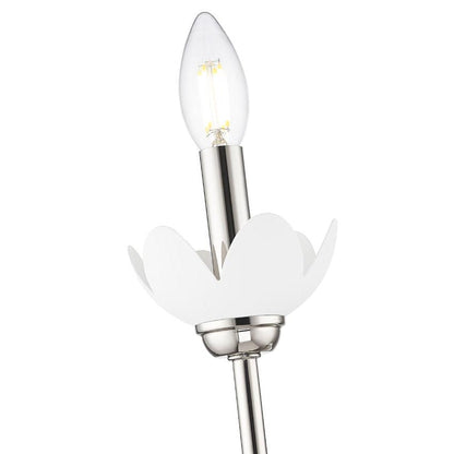 Z-Lite Allistair 1-Light Candelabra Bulb Base Polished Nickel Steel Frame Clear Ribbed Glass Shade Wall Sconce