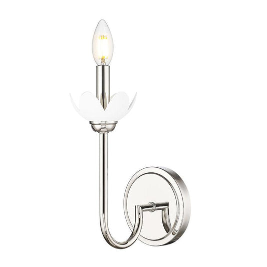 Z-Lite Allistair 1-Light Candelabra Bulb Base Polished Nickel Steel Frame Clear Ribbed Glass Shade Wall Sconce