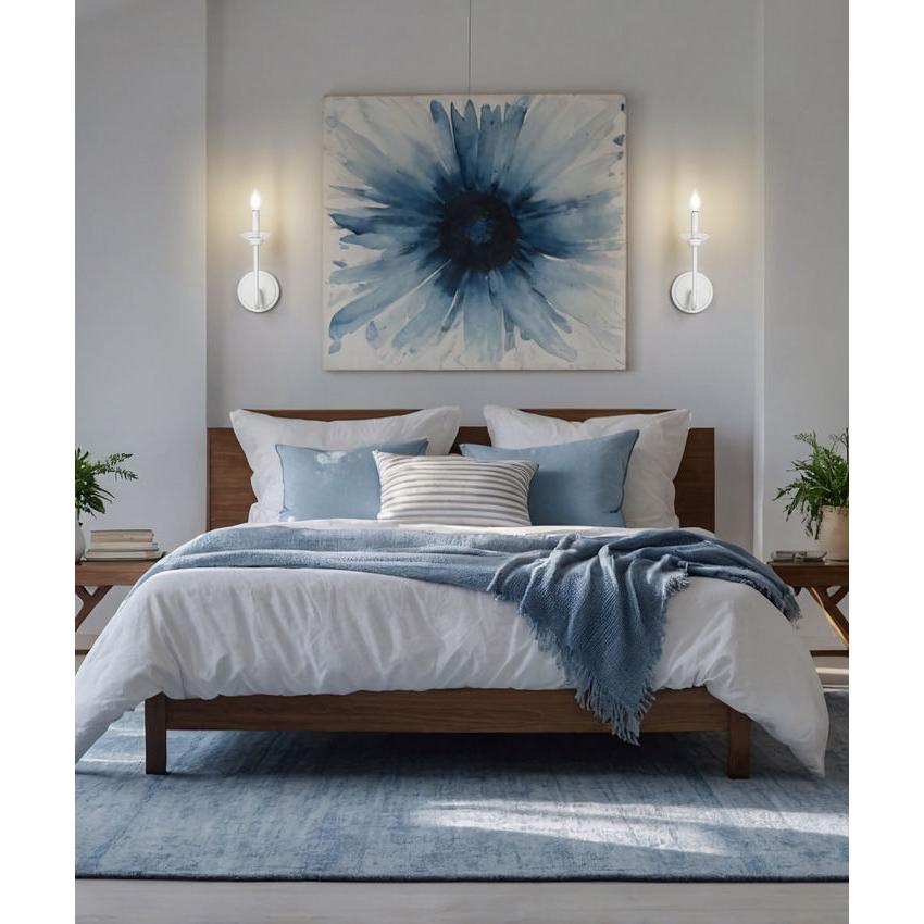 Z-Lite Allistair 1-Light Candelabra Bulb Base Textured White Steel Frame Clear Ribbed Glass Shade Wall Sconce