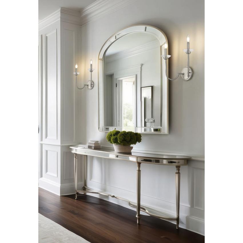 Z-Lite Allistair 2-Light Candelabra Bulb Base Brushed Nickel Steel Frame Clear Ribbed Glass Shade Wall Sconce