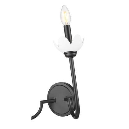 Z-Lite Allistair 2-Light Candelabra Bulb Base Matte Black Steel Frame Clear Ribbed Glass Shade Wall Sconce