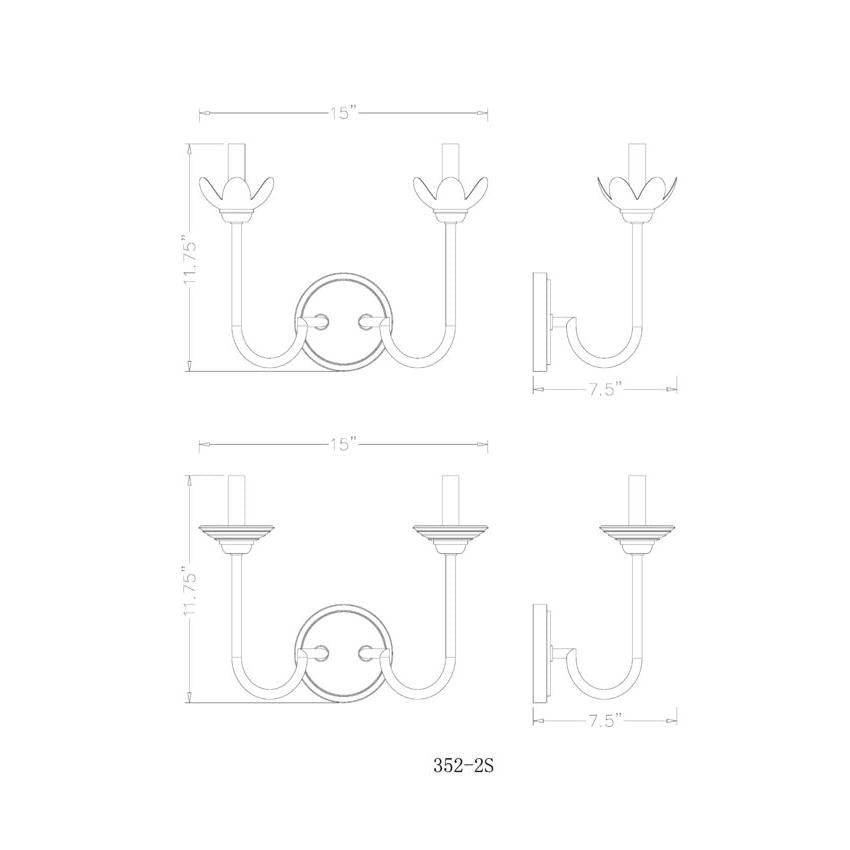 Z-Lite Allistair 2-Light Candelabra Bulb Base Polished Nickel Steel Frame Clear Ribbed Glass Shade Wall Sconce