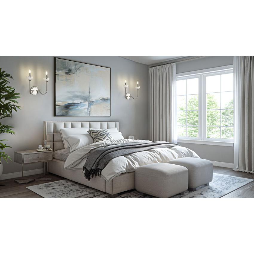 Z-Lite Allistair 2-Light Candelabra Bulb Base Polished Nickel Steel Frame Clear Ribbed Glass Shade Wall Sconce