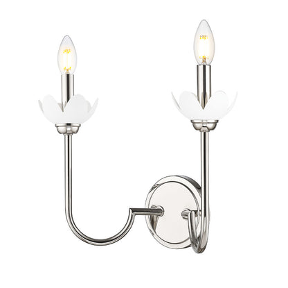 Z-Lite Allistair 2-Light Candelabra Bulb Base Polished Nickel Steel Frame Clear Ribbed Glass Shade Wall Sconce