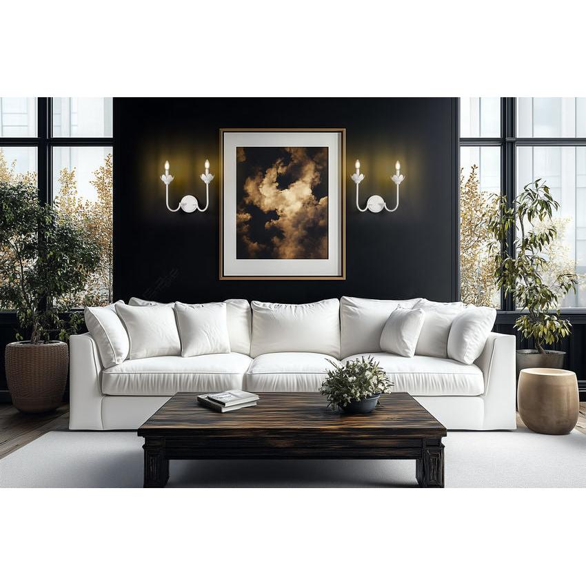 Z-Lite Allistair 2-Light Candelabra Bulb Base Textured White Steel Frame Clear Ribbed Glass Shade Wall Sconce