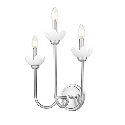 Z-Lite Allistair 3-Light Candelabra Bulb Base Brushed Nickel Steel Frame Clear Ribbed Glass Shade Wall Sconce