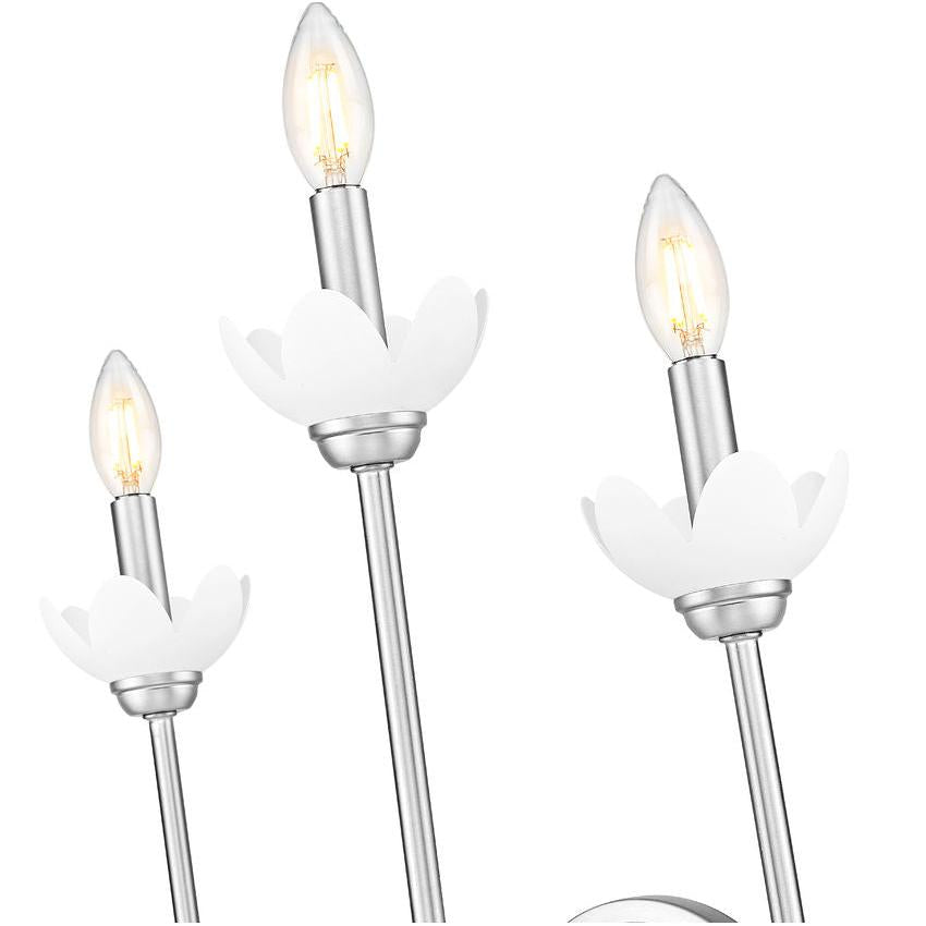 Z-Lite Allistair 3-Light Candelabra Bulb Base Brushed Nickel Steel Frame Clear Ribbed Glass Shade Wall Sconce