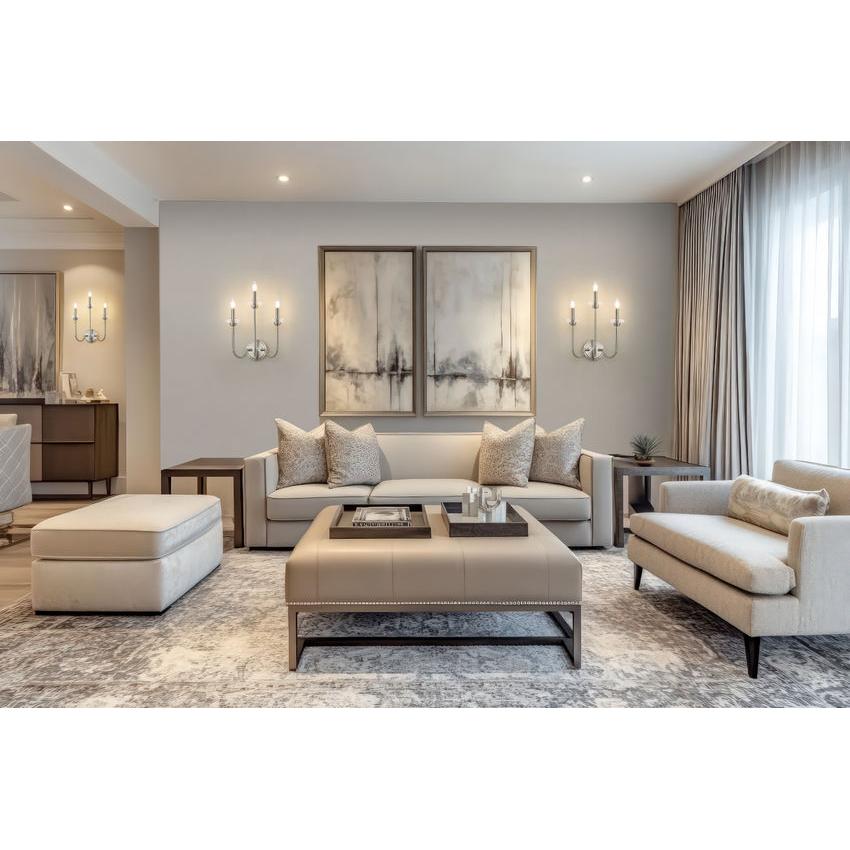 Z-Lite Allistair 3-Light Candelabra Bulb Base Brushed Nickel Steel Frame Clear Ribbed Glass Shade Wall Sconce