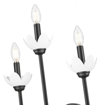 Z-Lite Allistair 3-Light Candelabra Bulb Base Matte Black Steel Frame Clear Ribbed Glass Shade Wall Sconce