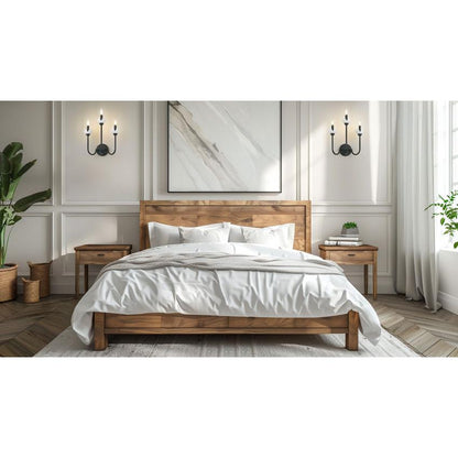 Z-Lite Allistair 3-Light Candelabra Bulb Base Matte Black Steel Frame Clear Ribbed Glass Shade Wall Sconce