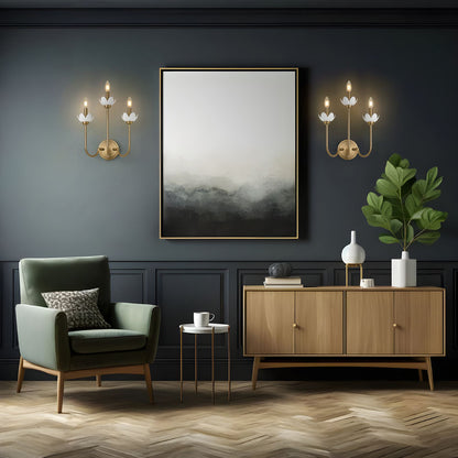 Z-Lite Allistair 3-Light Candelabra Bulb Base Modern Gold Steel Frame Clear Ribbed Glass Shade Wall Sconce